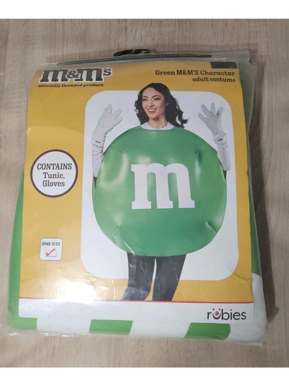 Green M&M’S Adult Costume Tunic With Gloves One Size Fits Most Rubies NWT